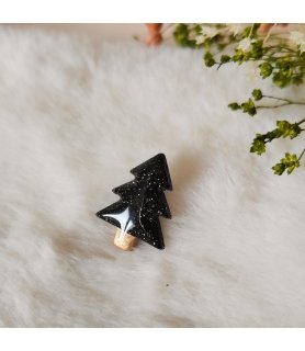 Broche "Sapin" noire et...