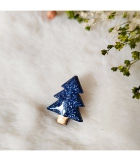 Broche "Sapin" bleues et...