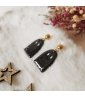 Boucles d'oreilles Yurei fantome kawaii noir en argile polymère, paillettes, resine et acier inox