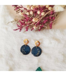 Boucles d'oreilles légères en résine, paillettes et acier inox doré