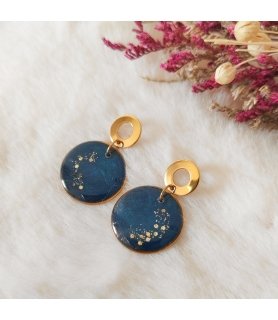 Boucles d'oreilles légères et élégantes en résine, paillettes et acier inox