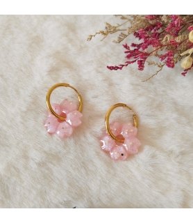 Créoles interchangeables fleurs de cerisier rose fleurs de sakura