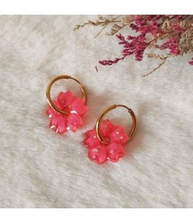 Créoles interchangeables fleur de cerisier